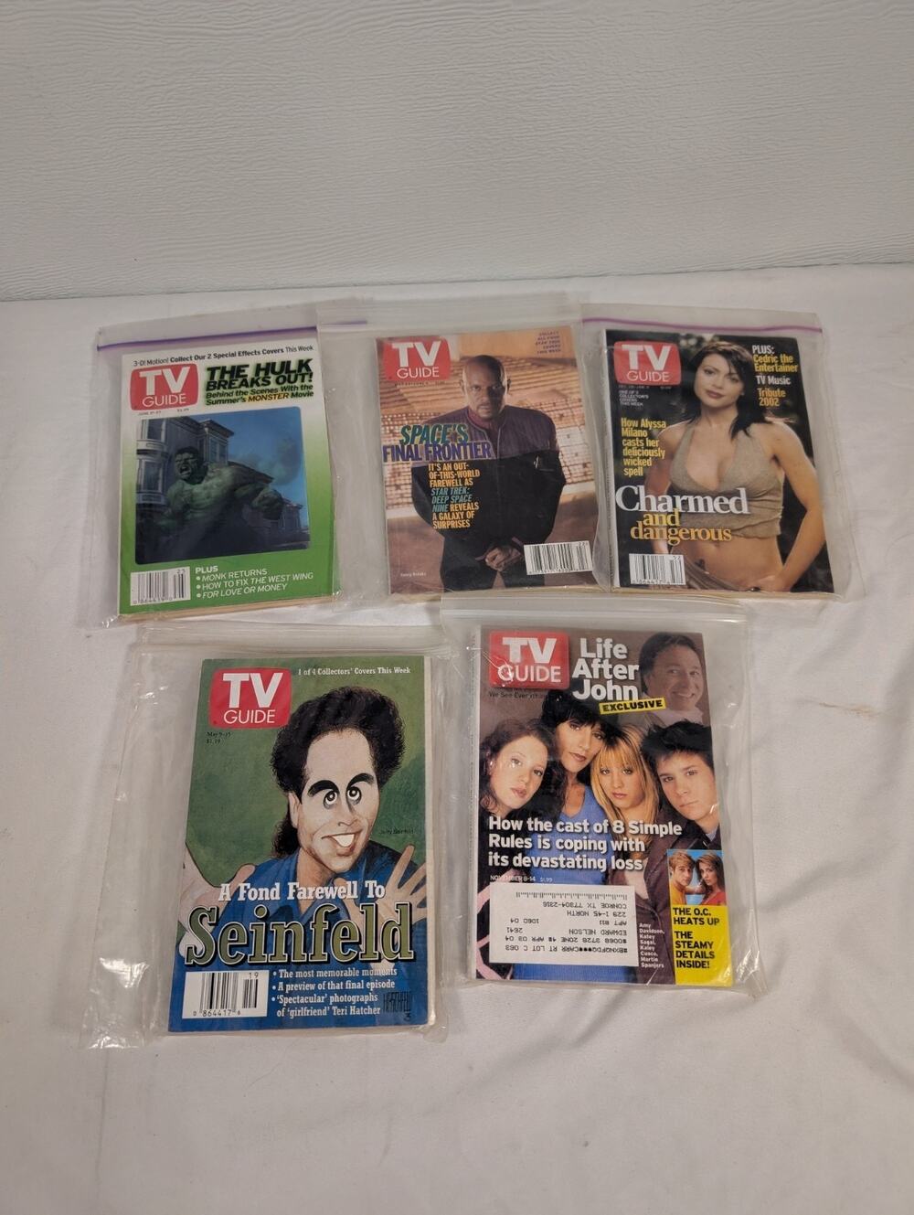 TV Guide Lot of 5 Seinfeld Hulk Charmed Star Trek DS9 John Ritter 1998-2003
